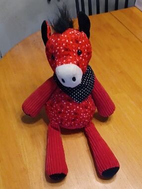 Scentsy Buddy "Bandit The Horse" Red Plush with Black Polka Dot Bandana